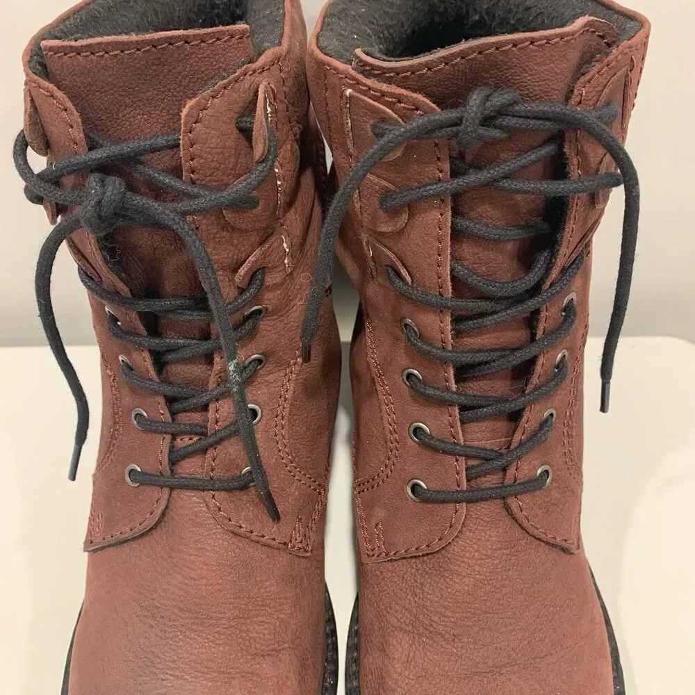 Catherine Malandrino Red Faux Suede Lace Up Combat Ankle Boots Women Sz 6.5